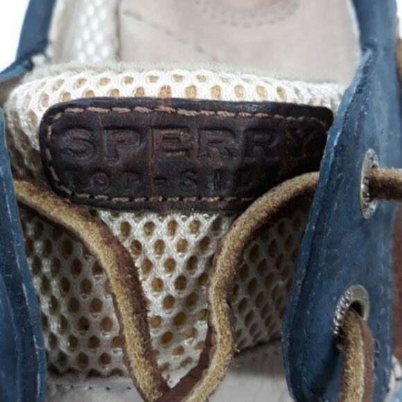 Sperry Top-Sider Shoes Womens 6.5M‎ Tan & Blue Leather Deck Loafers Preppy - Picture 8 of 9